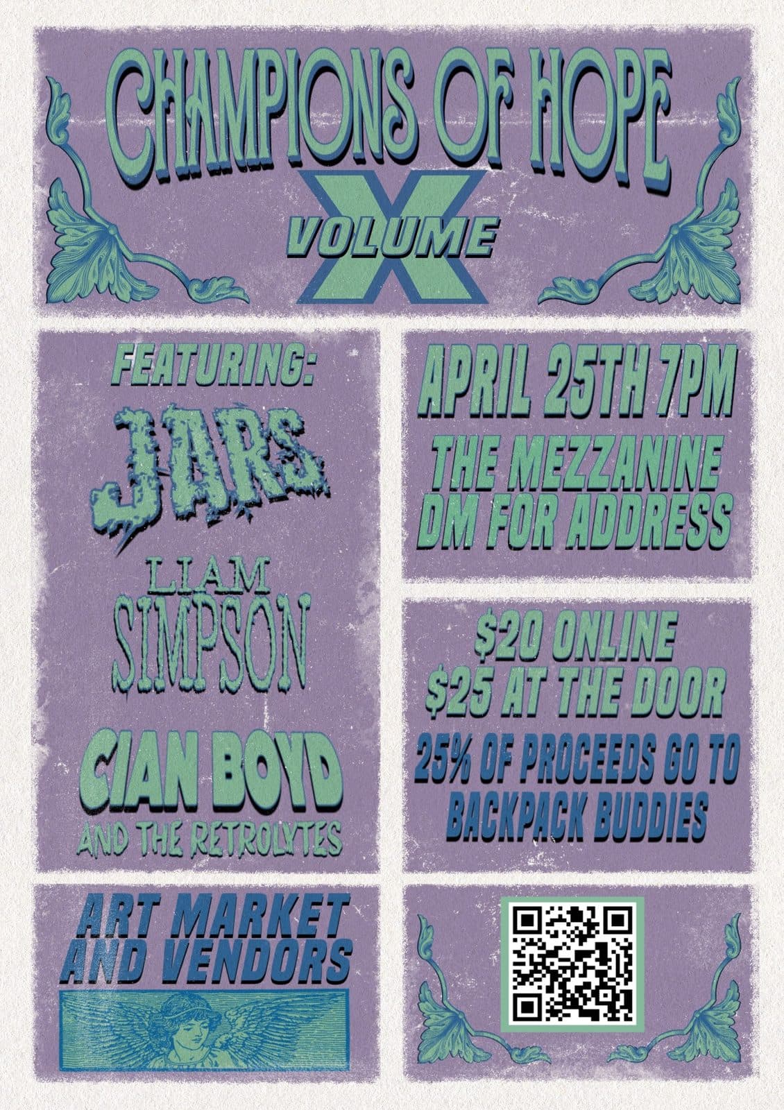 Champions of Hope Volume X poster for Backpack Buddies at The Mezzanine